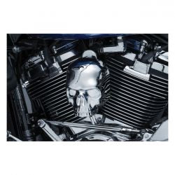 kuryakyn skull horn cover - chr - 17-24 Big Twin w stock 'waterfall' side mount