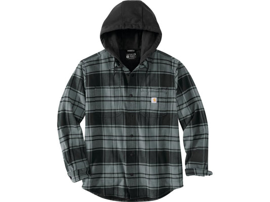 carhartt rugged flex relaxed fit flanel fleece-lined hooded shirt jacket